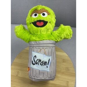 Sesame Street Oscar The Grouch Plush Puppet Scram Trash Can Stuffed‎ Toy